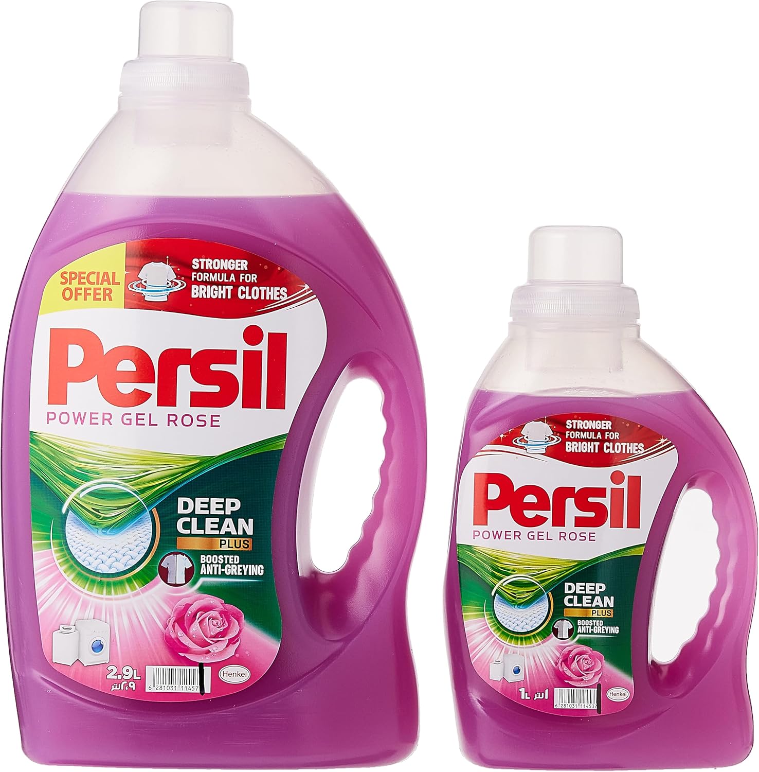 Persil Power Gel Liquid Laundry Detergent, Rose, 2.9L +1L