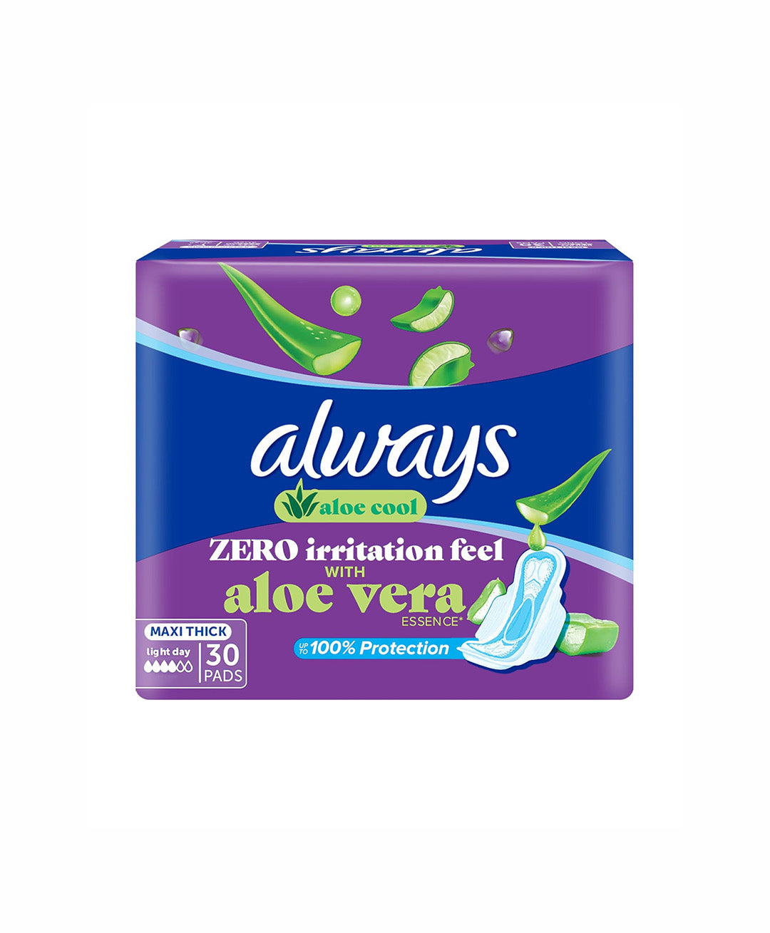 Always Aloe Cool Sanitary Pads, 30 Pad Count