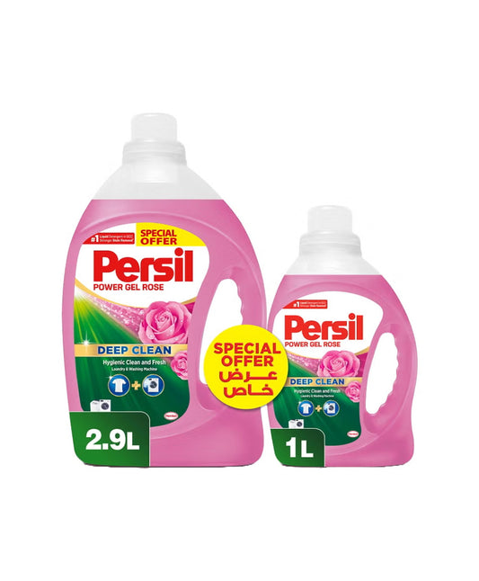 Persil Power Gel Liquid Laundry Detergent, Rose, 2.9L +1L